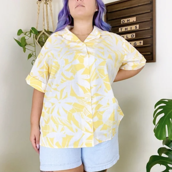 Palm Print Button Down Shirts